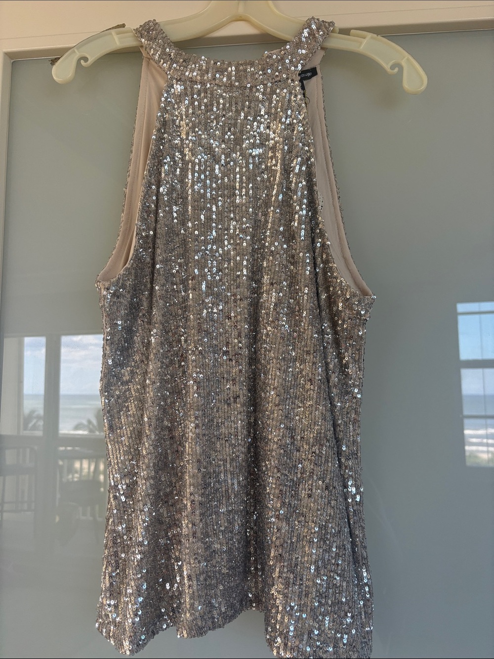 Cable & Gauge Silver Sequin Halter Top